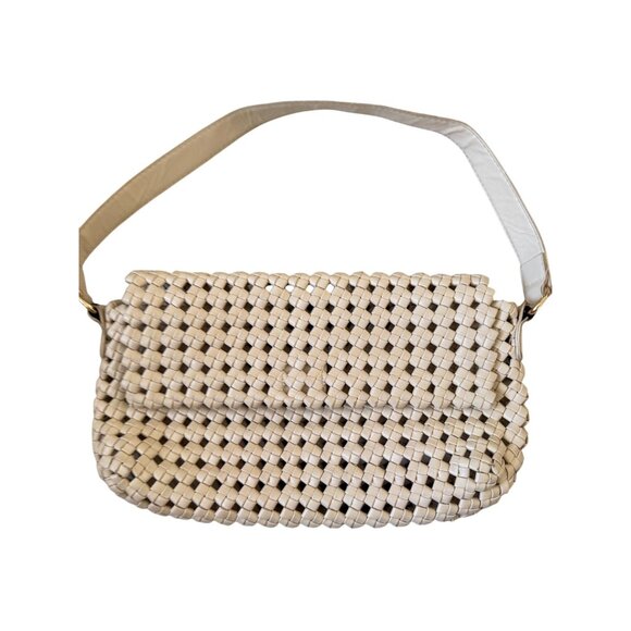 BEIGE Woven Basket Weave Flap Mini Shoulder Bag - Picture 8 of 9